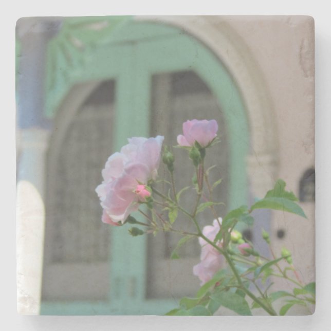 Posavasos De Piedra Puerta verde y Rosa - Viñedo de Martha (Anverso)