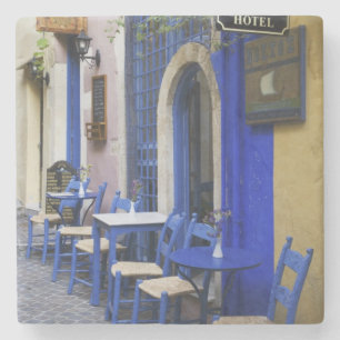 Posavasos De Piedra Puerta y revestimiento azul colorido de un viejo h