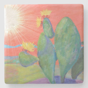 Posavasos De Piedra Puesta de sol de Cactus del Suroeste