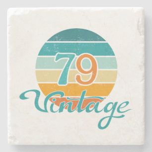 Posavasos De Piedra Puesta de sol retro 79 vintage deteriorada