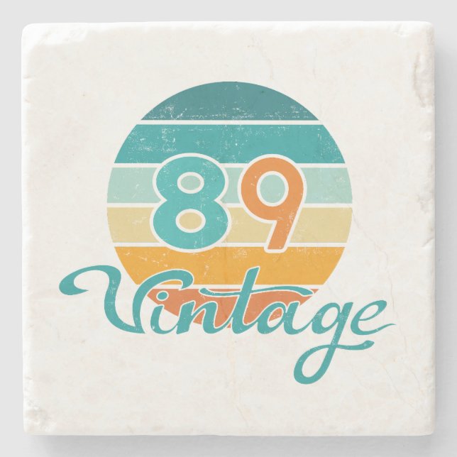 Posavasos De Piedra Puesta de sol retro 89 vintage desgastada (Anverso)