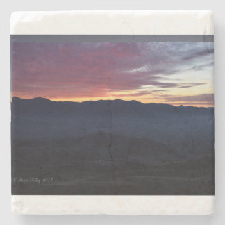 Posavasos De Piedra Puesta de sol sobre la montaña en Coaster de Piedr