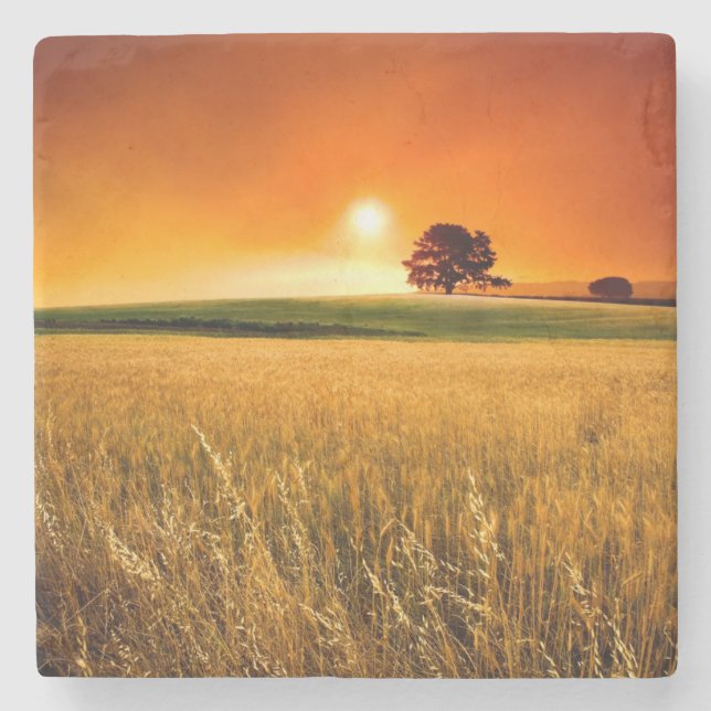 Posavasos De Piedra Puesta del sol roja sangre (Anverso)