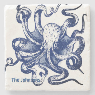 Posavasos De Piedra Pulpo azul
