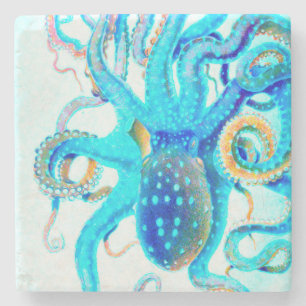 Posavasos De Piedra Pulpo colorido azul