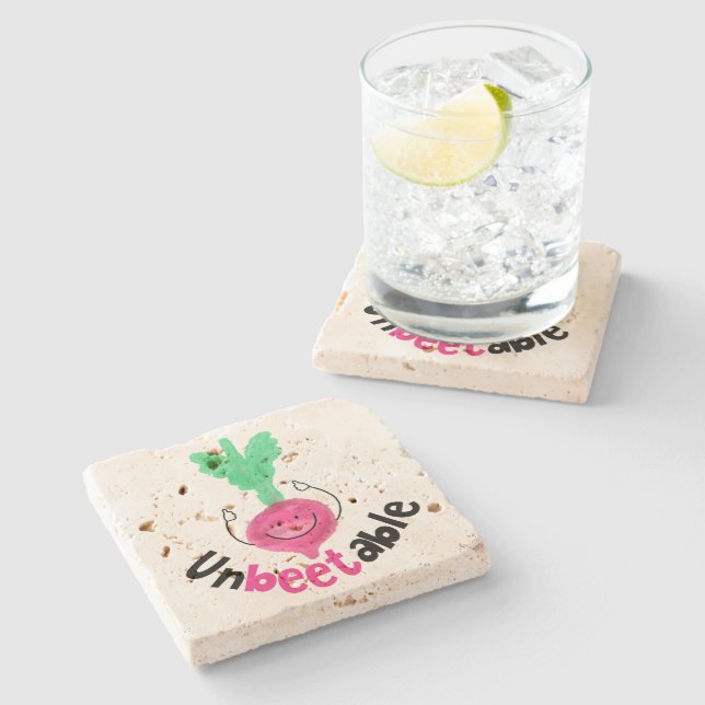 Posavasos De Piedra Pun de remolacha positiva - Inmejorable (Lateral)