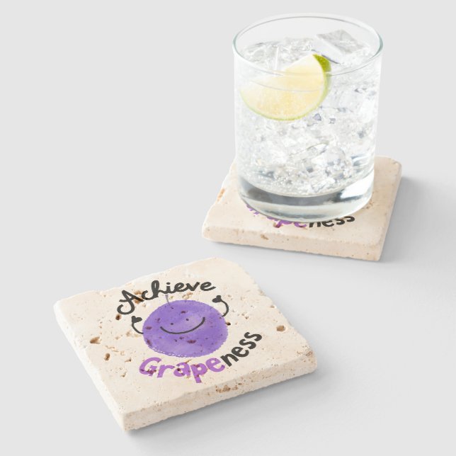 Posavasos De Piedra Pun de uva positiva - Lograr la Grapitud (Lateral)