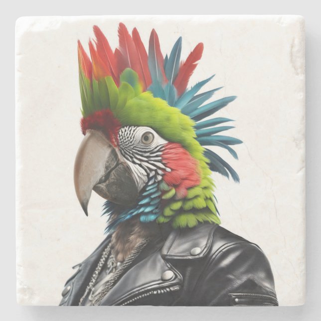 Posavasos De Piedra Punk Parrot (Anverso)