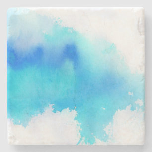 Posavasos De Piedra Punto azul, pintado a mano abstracto de la