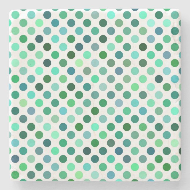 Posavasos De Piedra Punto de polka verde y azul (Anverso)