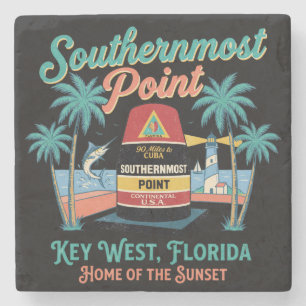 Posavasos De Piedra Punto más meridional Key West Ambiente Retro Tropi