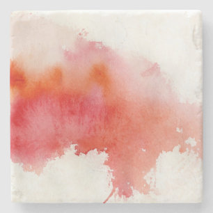 Posavasos De Piedra Punto rojo, pintado a mano abstracto de la