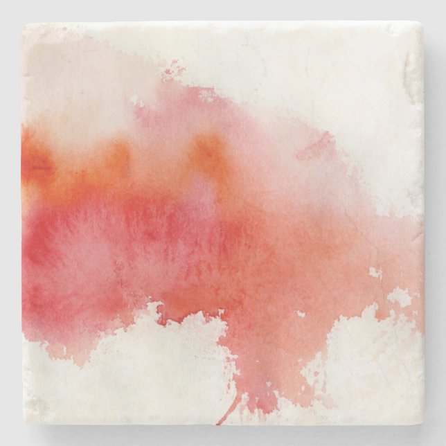 Posavasos De Piedra Punto rojo, pintado a mano abstracto de la (Anverso)