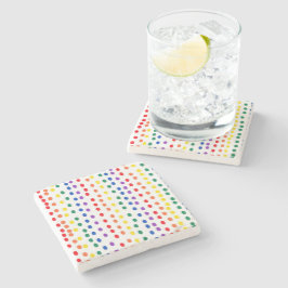 Posavasos De Piedra Puntos de golosinas arcoiris sobre blanco