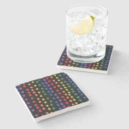 Posavasos De Piedra Puntos de golosinas arcoiris sobre negro