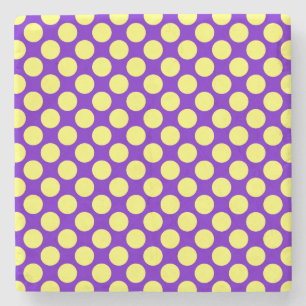 Posavasos De Piedra Puntos de Polka Amarillo con fondo morado STaylor