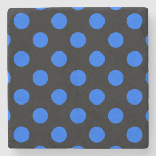 Posavasos De Piedra Puntos de polka azul y negro