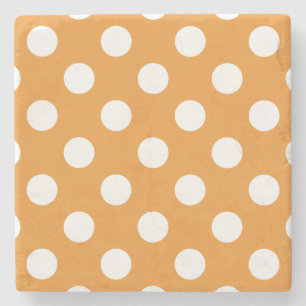 Posavasos De Piedra Puntos de polka blanco sobre ámbar
