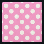 Posavasos De Piedra Puntos de polka blanco sobre rosa<br><div class="desc">Puntos de polka blanco sobre rosa</div>