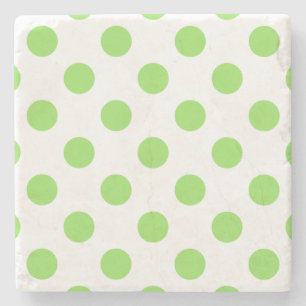 Posavasos De Piedra Puntos de polka blanco y limón