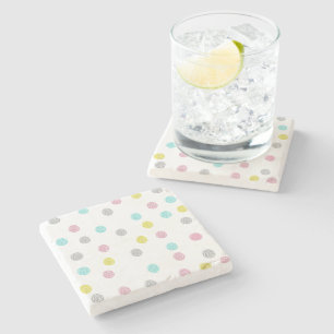 Posavasos De Piedra Puntos de Polka Pastel