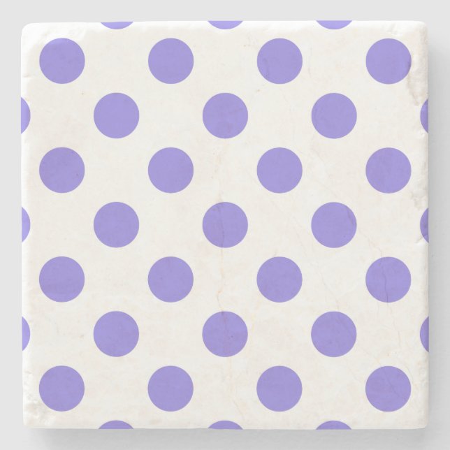 Posavasos De Piedra Puntos de polka periwinkle (Anverso)