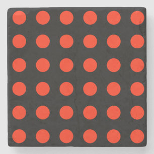 Posavasos De Piedra Puntos de Polka Vintage Color Rojo Negro Retro Clá