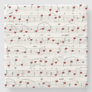 Posavasos De Piedra Puntuación de la canción de amor Corazones Rojos M