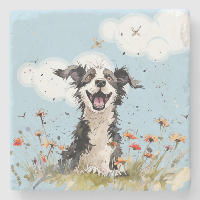Posavasos De Piedra Pupup feliz (Anverso)