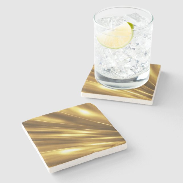 Posavasos De Piedra PURE GOLD Shine Pattern + tu texto / foto (Lateral)