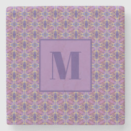 Posavasos De Piedra Purple and Lavender Initial Stone Coaster
