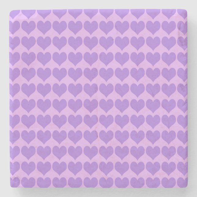 Posavasos De Piedra Purple Hearts Seamless Pattern (Anverso)