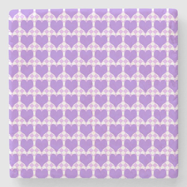 Posavasos De Piedra Purple Hearts Seamless Pattern (Anverso)