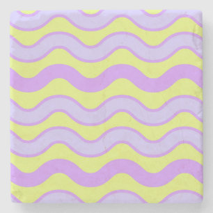 Posavasos De Piedra Purple Lime Groovy Stripe Vibrante Primavera