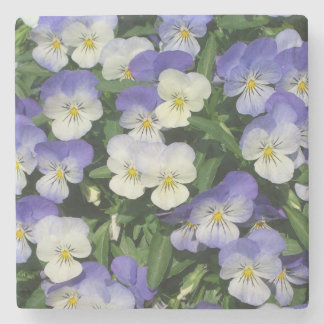 Posavasos De Piedra Purple Pansies Garden Floral