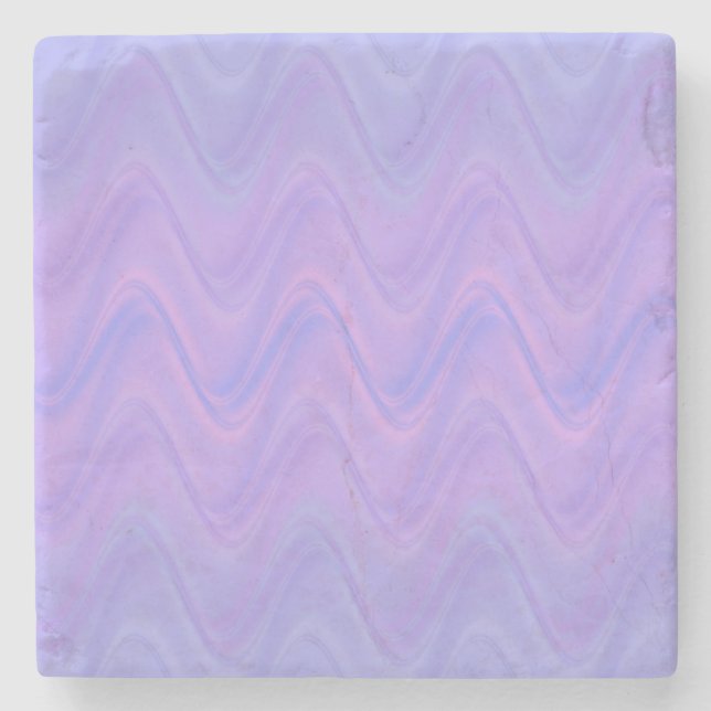 Posavasos De Piedra Purple Pink Wavy Lines Pattern (Anverso)