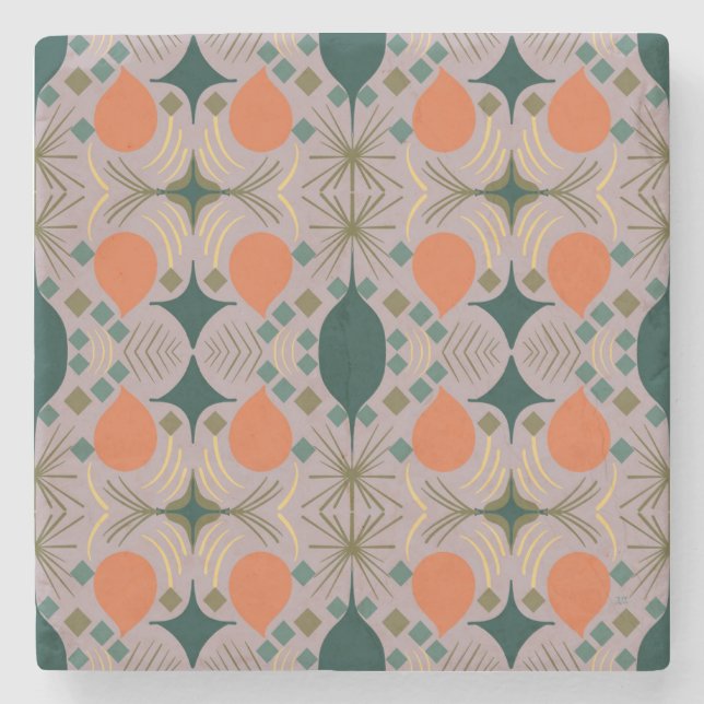 Posavasos De Piedra Púrpura de diamante geométrico Boho (Anverso)