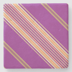 Posavasos De Piedra Púrpura y cruda, escayola cuadrada Stripes