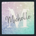 Posavasos De Piedra Purpurina Bokeh Glamoroso Elegante<br><div class="desc">Personalice fácilmente este elegante y colorido patrón de purpurina bokeh con su nombre personalizado y/o monograma.</div>