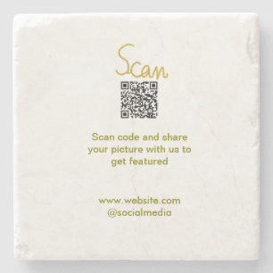 Posavasos De Piedra Purpurina de código QR de exploración dorada llama