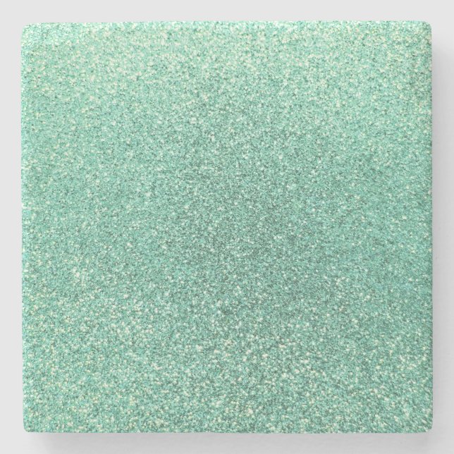 Posavasos De Piedra Purpurina del verde de Seafoam (Anverso)