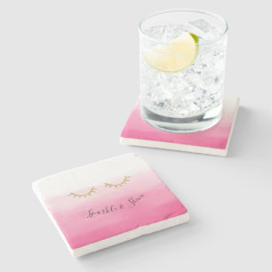 Posavasos De Piedra Purpurina Girly Pink Gold Eyelashes