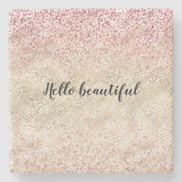 Posavasos De Piedra Purpurina Girly Rosa Glam Gold Leopard Print Ombre