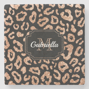 Posavasos De Piedra Purpurina Leopard Print