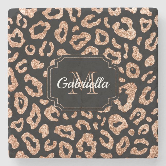 Posavasos De Piedra Purpurina Leopard Print (Anverso)