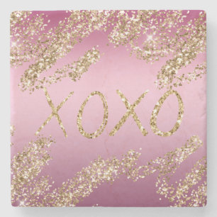 Posavasos De Piedra Purpurina Ombre Rosado XOXO 