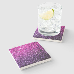 Posavasos De Piedra purpurina rosa morado brilla