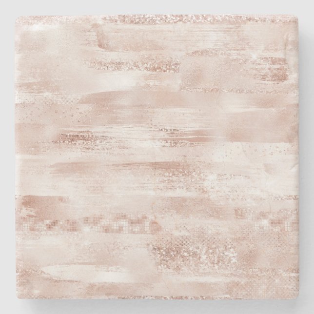 Posavasos De Piedra Purpurina Rosa Rubor Glitzy (Anverso)