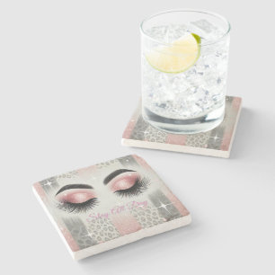 Posavasos De Piedra Purpurina rosado Eyelashes