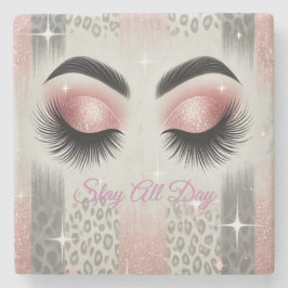 Posavasos De Piedra Purpurina rosado Eyelashes